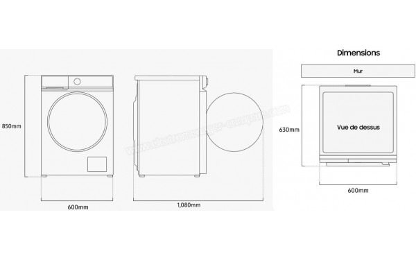 SAMSUNG WW11DG6B25LE - Dimensions
