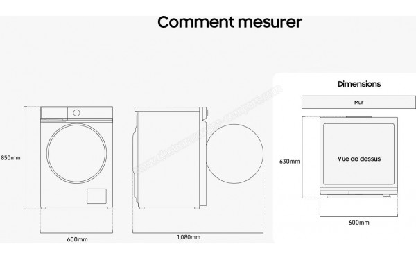 SAMSUNG WW11DG6B85LE - Dimensions