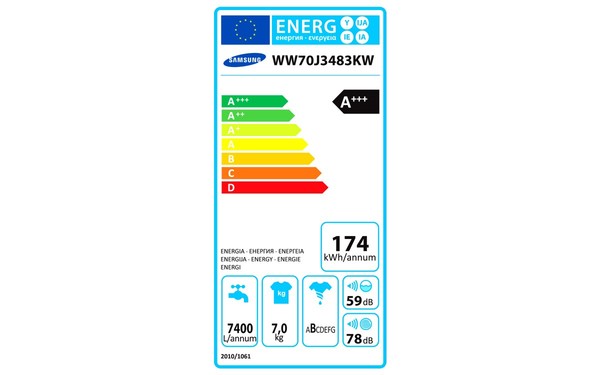SAMSUNG WW70J3483KW - &Eacute;tiquette &eacute;nergie