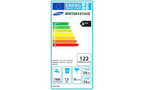 SAMSUNG WW70K5410UX - &Eacute;tiquette &eacute;nergie
