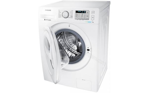 SAMSUNG WW70K5413WW - Vue 3/4 droite hublot ouvert (cr&eacute;dit : Darty)