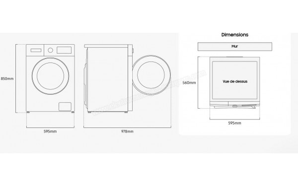 SAMSUNG WW80FG3M05AW - Dimensions