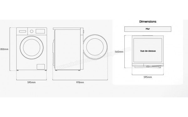 SAMSUNG WW80FG3M05TW - Dimensions