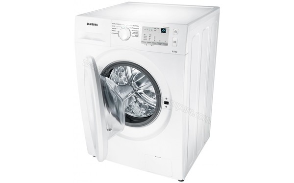 SAMSUNG WW80J3483KW/EG - Vue 3/4 droite hublot ouvert