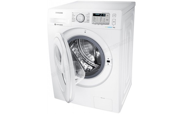 SAMSUNG WW80K5213WW - Vue 3/4 droite hublot ouvert (cr&eacute;dit : Boulanger)