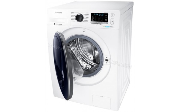 SAMSUNG WW80K5410UW - Vue 3/4 droite hublot ouvert