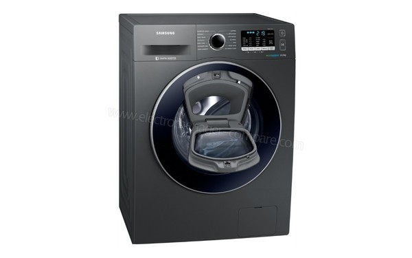 SAMSUNG WW80K5410UX - Vue 3/4 gauche avec Add Wash ouvert (cr&eacute;dit : Darty)