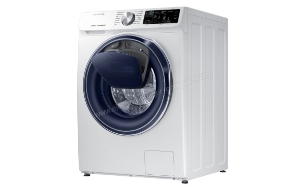 SAMSUNG WW80M645OPW - Vue 3/4 droite avec Add Wash ouvert 1