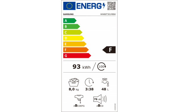 SAMSUNG WW80T301MBW - &Eacute;tiquette &eacute;nergie v2