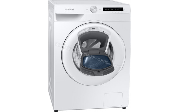 SAMSUNG WW80T554DTW - Vue 3/4 gauche avec porte AddWash ouverte