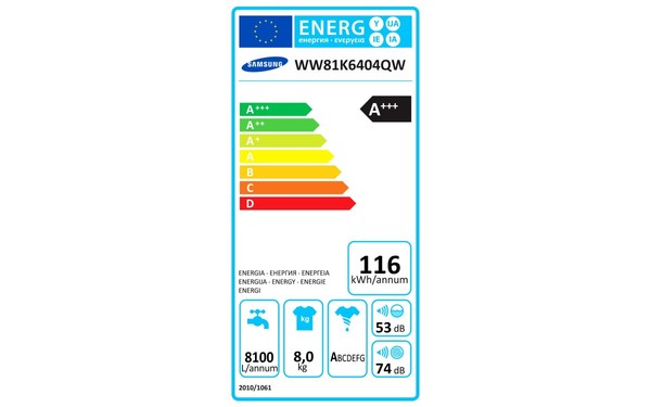SAMSUNG WW81K6404QW - &Eacute;tiquette &eacute;nergie