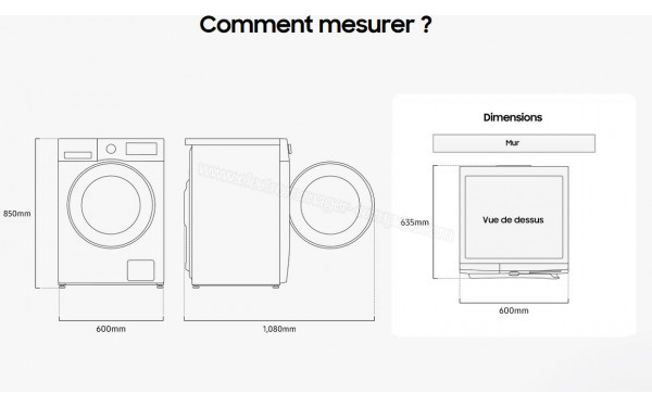 SAMSUNG WW90CGC04DAE - Dimensions