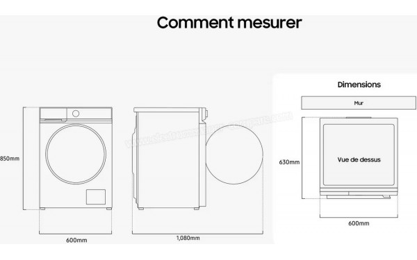 SAMSUNG WW90DB7U94GB - Dimensions