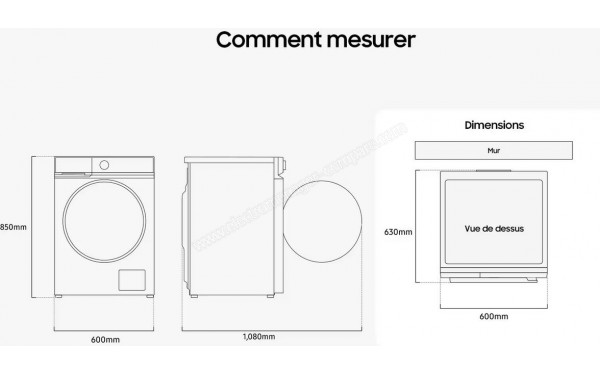 SAMSUNG WW90DB7U94GE - Dimensions
