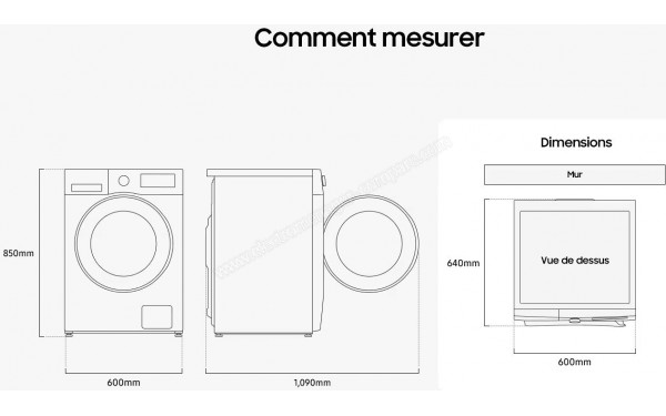 SAMSUNG WW90DG6U85LB - Dimensions