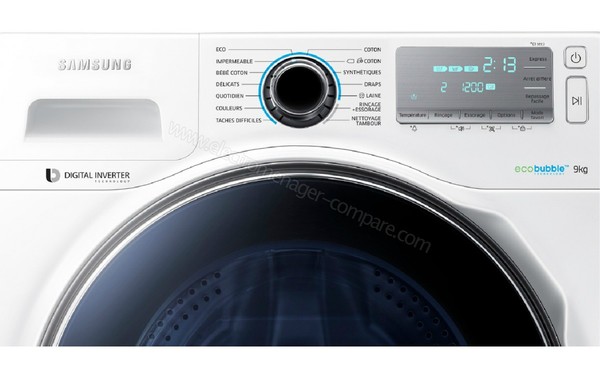 SAMSUNG WW7000 Crystal Blue - Panneau de commandes (cr&eacute;dit : Darty)