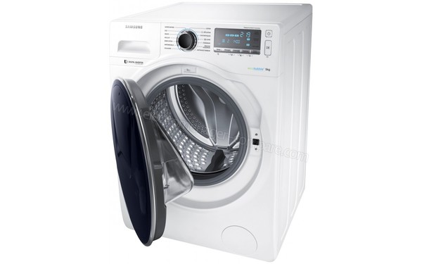 SAMSUNG WW90K7415OW - Vue 3/4 droite hublot ouvert (cr&eacute;dit : Boulanger)