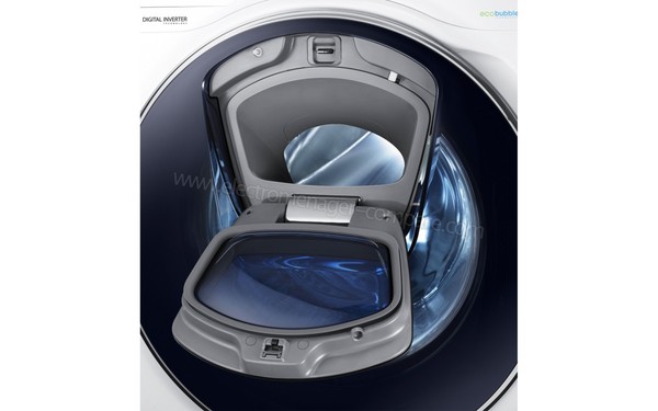 SAMSUNG WW90K7415OW - Hublot additionnel ouvert (cr&eacute;dit : Boulanger)