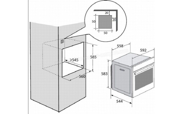 SAUTER SOP6200X - Dimensions (cr&eacute;dit : Boulanger)