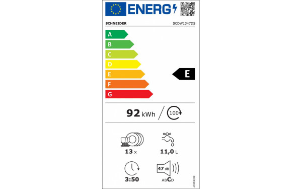 SCHNEIDER SCDW1347DS - &Eacute;tiquette &eacute;nergie v2