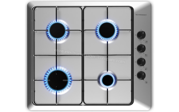 SCHNEIDER SCTG6040X1 - Vue du dessus foyers allum&eacute;s