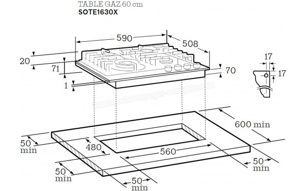SCHOLTES SOTE1630X - Dimensions