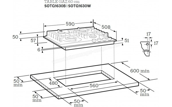 SCHOLTES SOTG1630W - Sch&eacute;ma technique