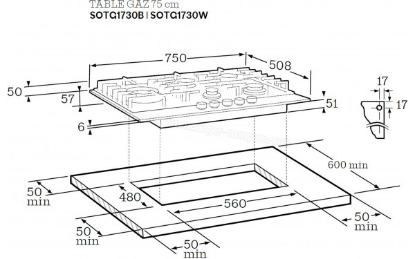 SCHOLTES SOTG1730W - Sch&eacute;ma technique