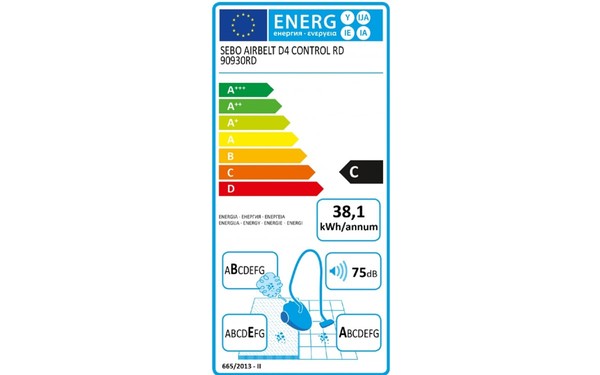 SEBO Airbelt D4 Control RD - &Eacute;tiquette &eacute;nergie