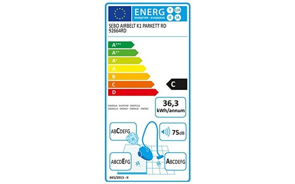 SEBO Airbelt K1 Parkett RD - &Eacute;tiquette &eacute;nergie