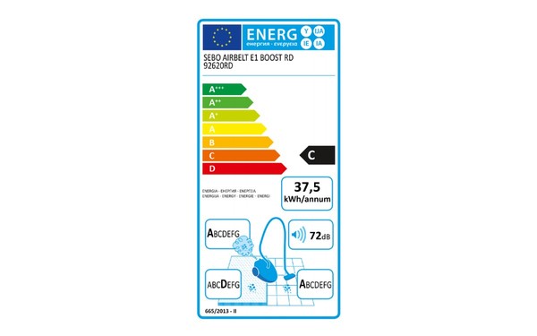SEBO Airbelt E1 Boost RD - &Eacute;tiquette &eacute;nergie