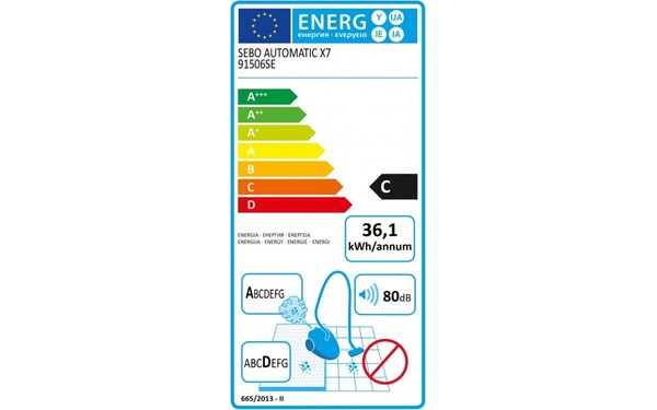 SEBO Automatic X7 bleu - &Eacute;tiquette &eacute;nergie