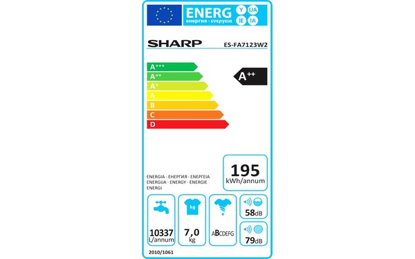 SHARP ES-FA7123W2 - &Eacute;tiquette &eacute;nergie