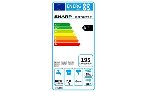 SHARP ES-FB7124W2 - &Eacute;tiquette &eacute;nergie