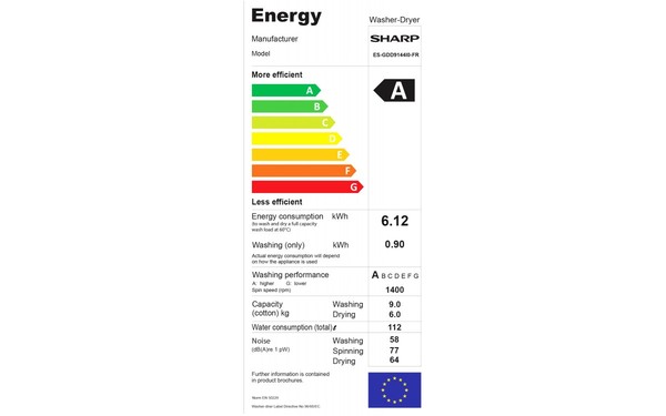 SHARP ES-GDD9144I0 - &Eacute;tiquette &eacute;nergie