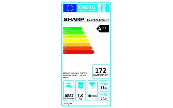 SHARP ES-GFB7143W3 - &Eacute;tiquette &eacute;nergie