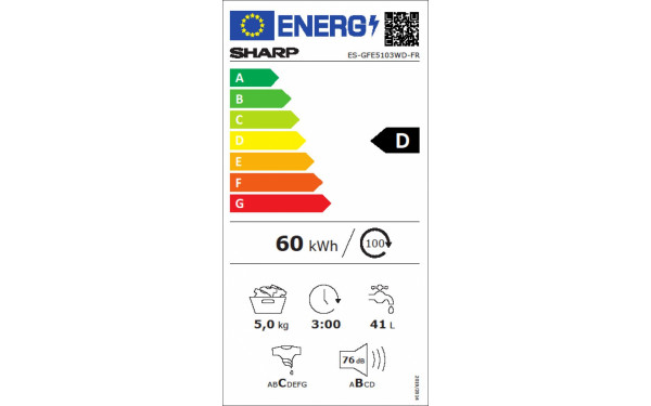 SHARP ES-GFE5103WD - &Eacute;tiquette &eacute;nergie v2