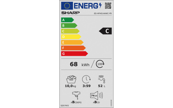 SHARP ES-HFH014AWC - &Eacute;tiquette &eacute;nergie v2