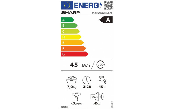 SHARP ES-NFA714BWNNA - &Eacute;tiquette &eacute;nergie v2