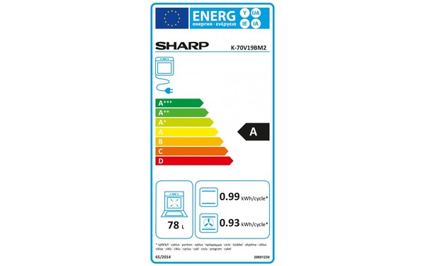 SHARP K-70V19BM2 - &Eacute;tiquette &eacute;nergie