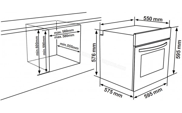 SHARP K-70V19IM2 - Sch&eacute;ma technique encastrement dans un meuble bas