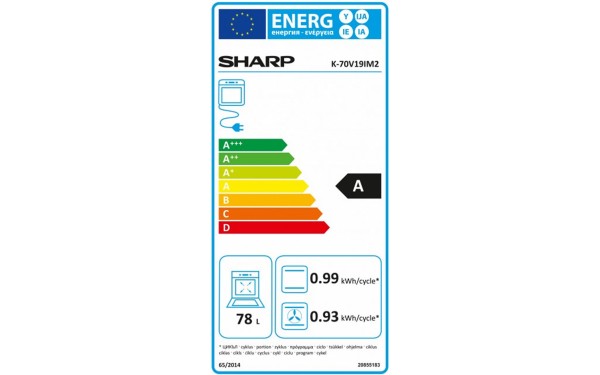 SHARP K-70V19IM2 - &Eacute;tiquette &eacute;nergie
