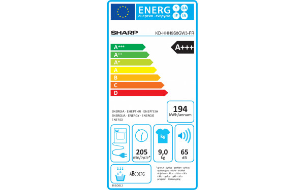 SHARP KD-HHH9S8GW3 - &Eacute;tiquette &eacute;nergie