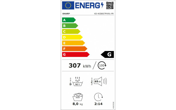 SHARP KD-NCB8S7PW91 - &Eacute;tiquette &eacute;nergie v2