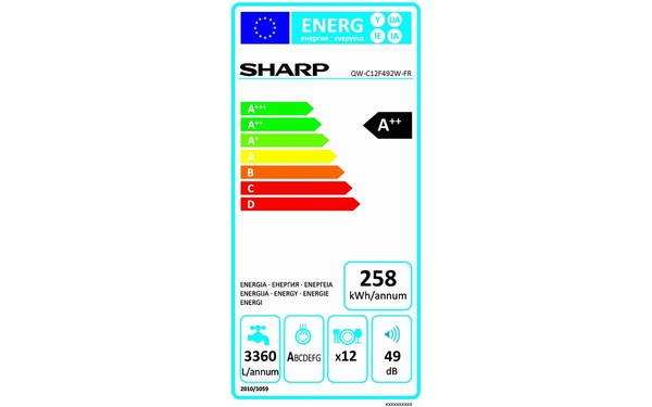 SHARP QW-C12F492W-FR - &Eacute;tiquette &eacute;nergie