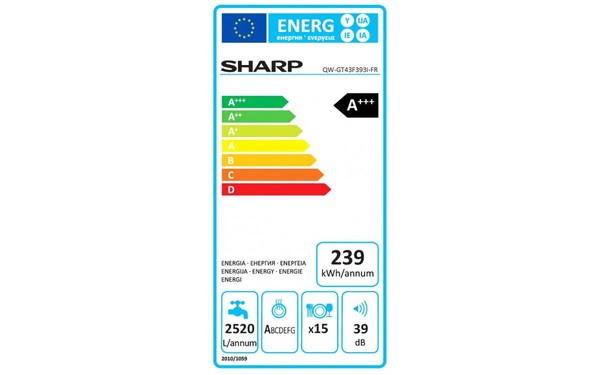 SHARP QW-GT43F393I - &Eacute;tiquette &eacute;nergie