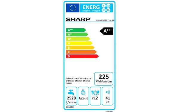 SHARP QW-GT43F413W - &Eacute;tiquette &eacute;nergie