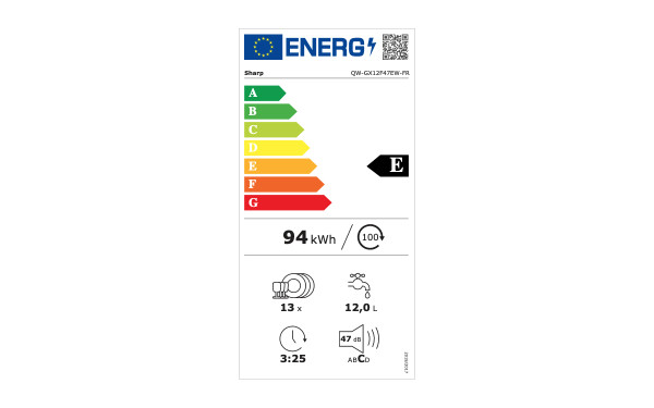 SHARP QW-GX12F47EW - &Eacute;tiquette &eacute;nergie v2