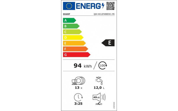 SHARP QW-HX12F49EEW1 - &Eacute;tiquette &eacute;nergie v2