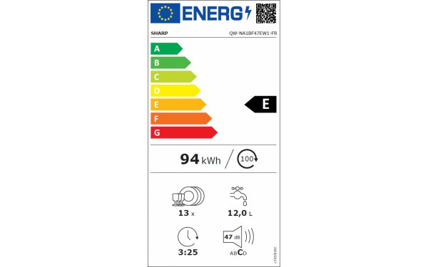 SHARP QW-NA1BF47EW1 - &Eacute;tiquette &eacute;nergie v2